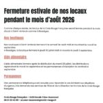 Croix rouge : Fermeture estivale des locaux en août